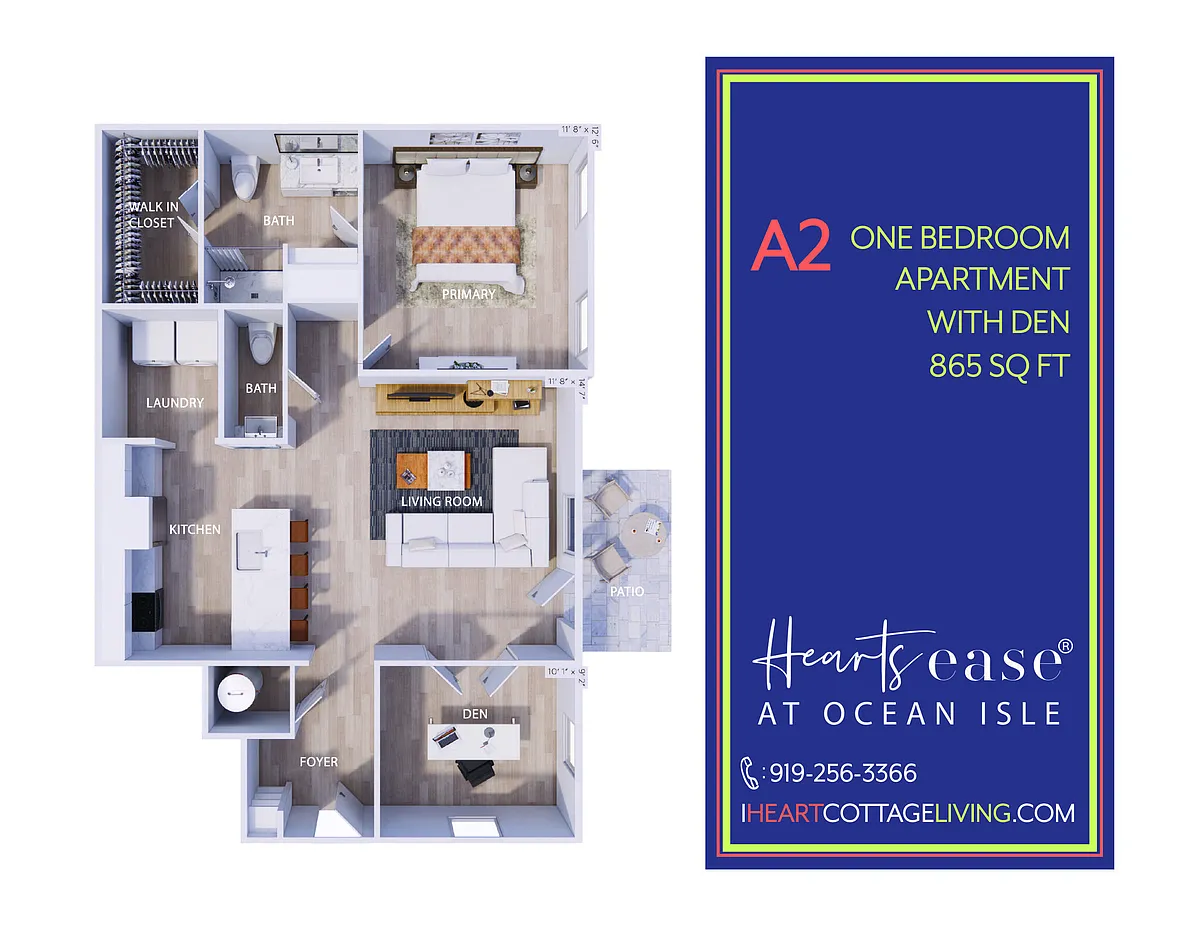 Floor plan A2 Apartment - One Bedroom with Den