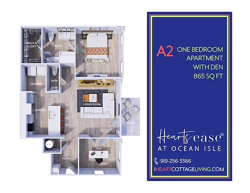 Floor plan A2 Apartment - One Bedroom with Den