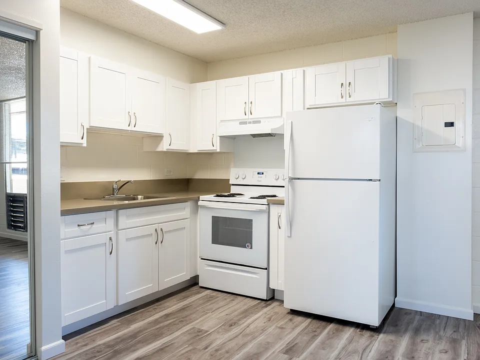 Efficiently laid-out kitchen with plenty of storage.