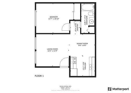 Floor plan Cedar 1X1