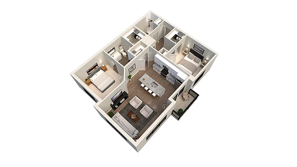 Floor plan 2 Bed 2 Bath A - Annex