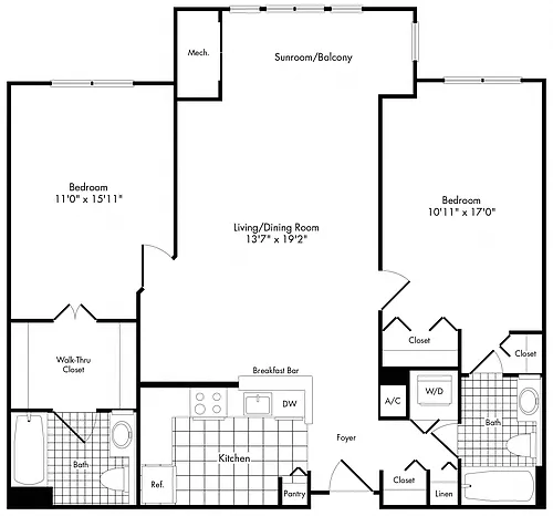 Floor plan 2 Bedroom 2 Bathroom 2C