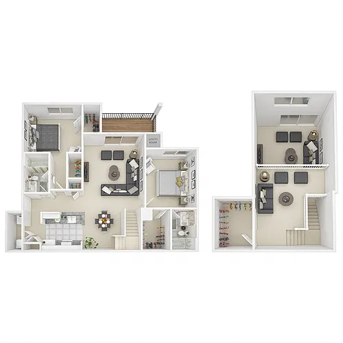 Floor plan 2 Bed 2 Bath Loft - BL2