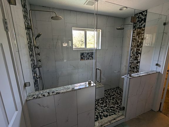 Renovated Master shower with dual shower heads and full body hydro massage functions