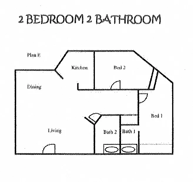 Floor plan 2 Bedroom/2 Bath