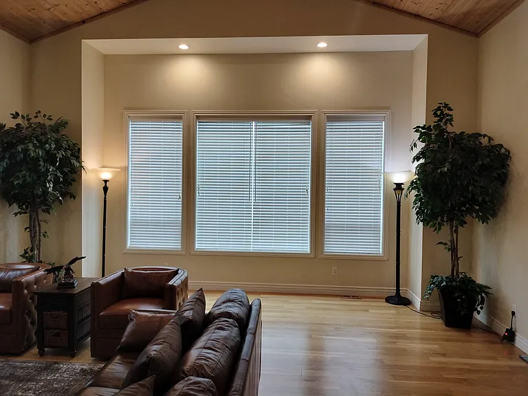 Stunning mountain views of Nordic Valley Ski Resort from your spacious living room. This inviting space features large windows for natural light, a cozy fireplace, recessed lighting, and a ceiling fan, creating the perfect atmosphere for relaxation.