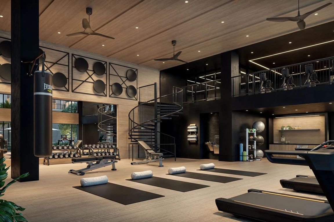 Get fit in the club-quality fitness studio with spin bikes and TRX system.