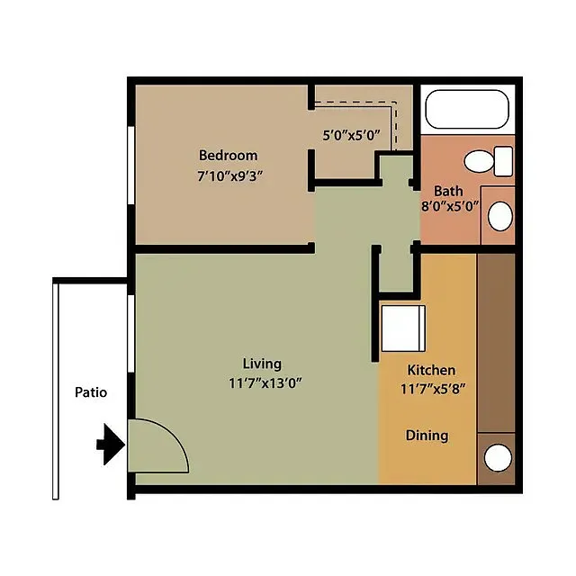 Floor plan 1x1 Upgrd