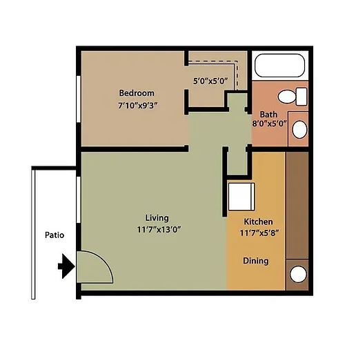 Floor plan 1x1 Upgrd