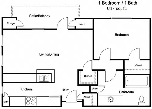 Floor plan One Bedroom B