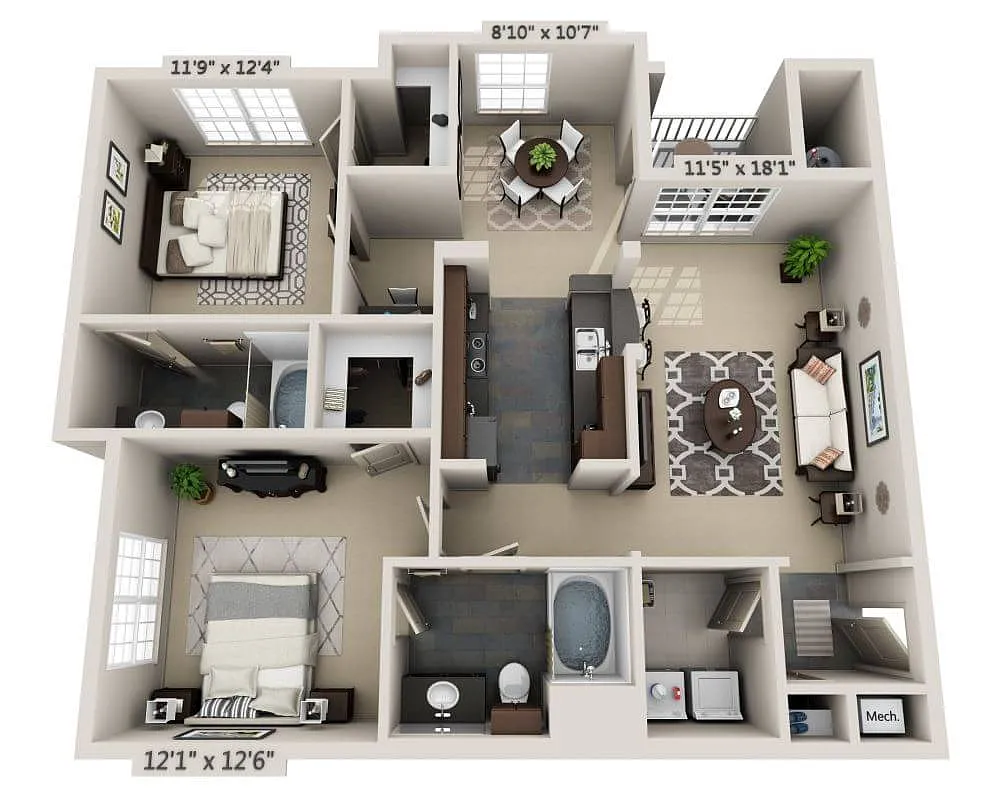 Floor plan Plan E (B2A)