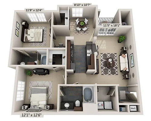 Floor plan Plan E (B2A)