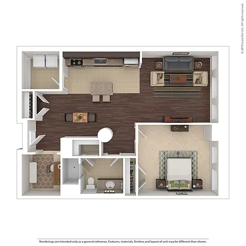 Floor plan One Bedroom Den 120% AMI - Income Restrictions App