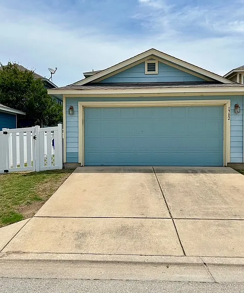 Two car garage with overhead storage