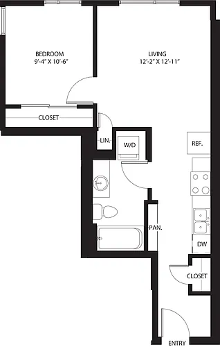 Floor plan One Bedroom A4