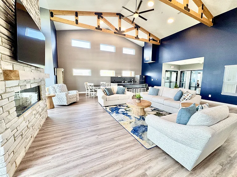 Clubroom with Kitchenette & Fireplace