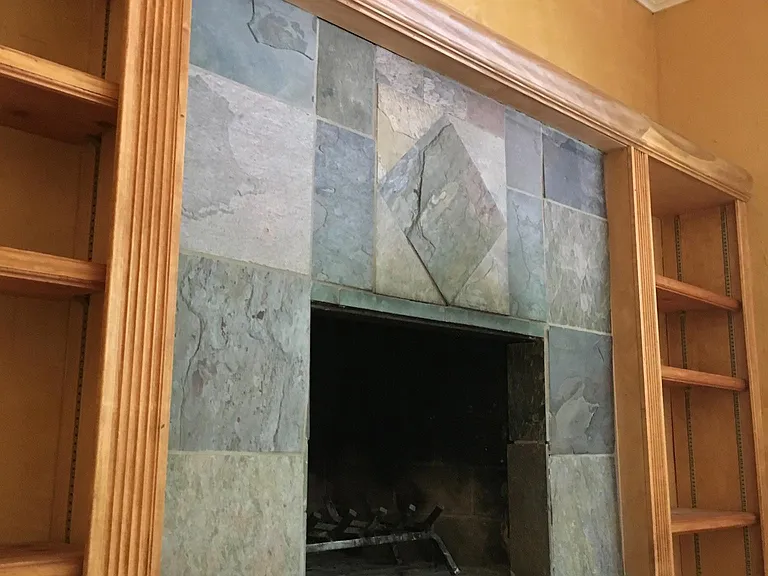 Wood fire place.