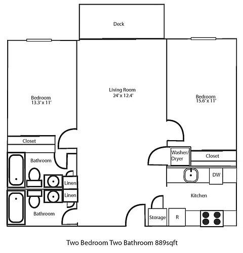 Floor plan Two Bedroom B - Renovated