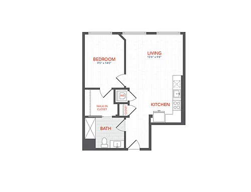 Floor plan LOFTS 1 Bed K