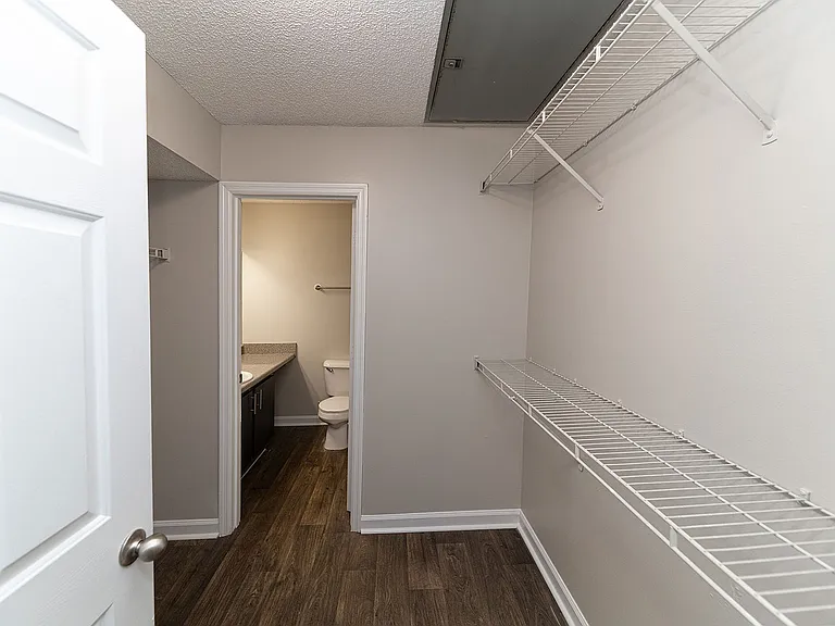 Walk-in closet with built in shelving