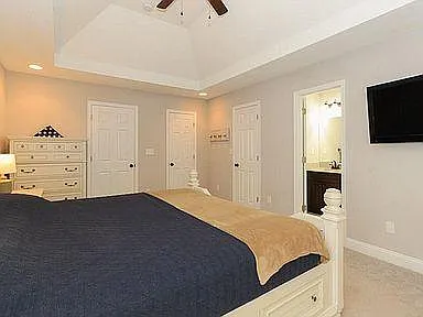 Master bedroom with two closets and master bath