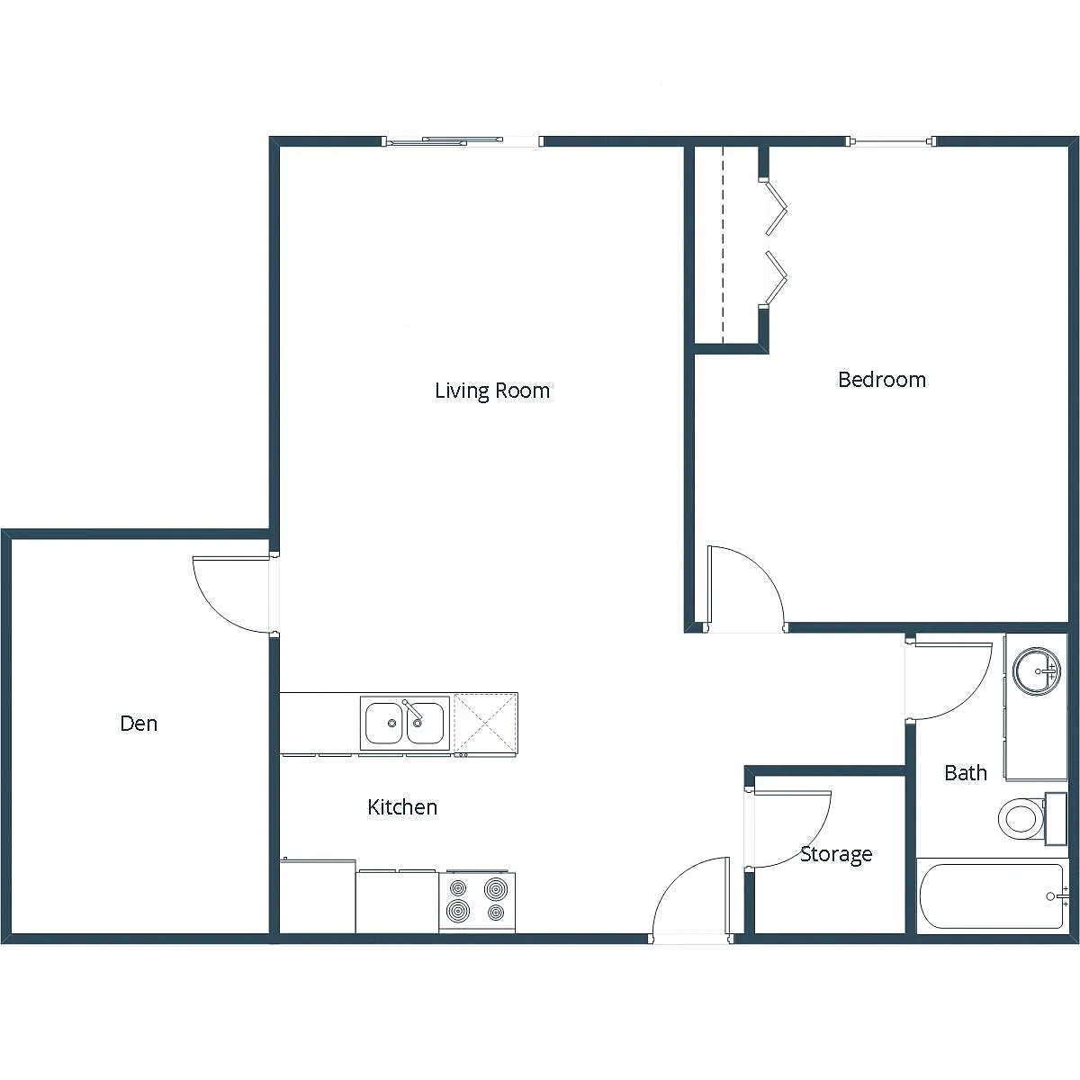 Floor plan One Bedroom 11C