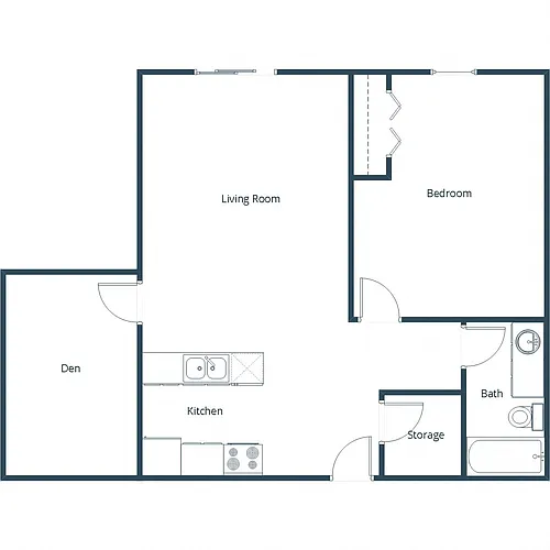 Floor plan One Bedroom 11C