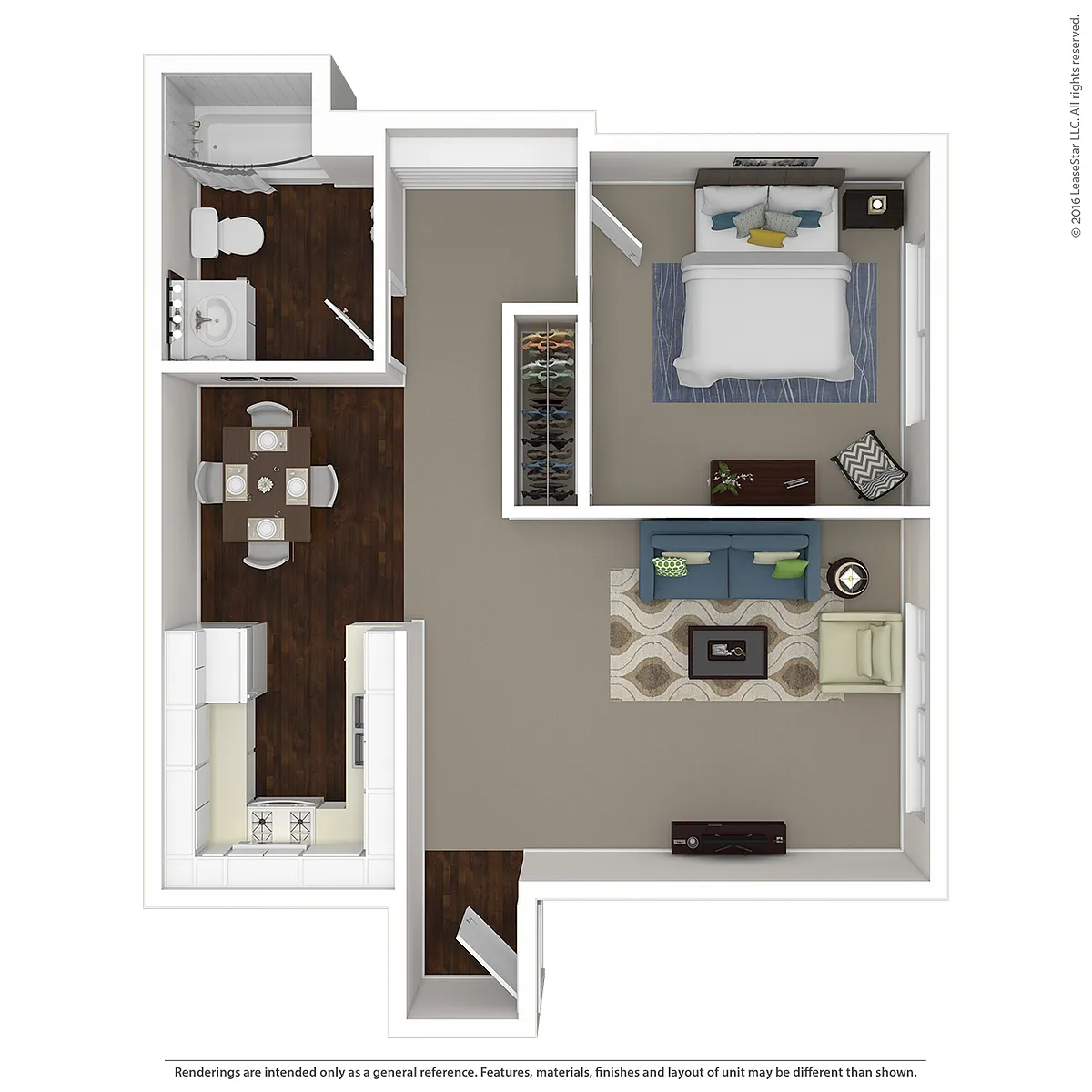 Floor plan Medium 1 Bed 1 Bath