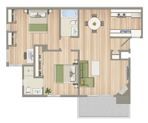 Floor plan Two Bedrooms Two Baths