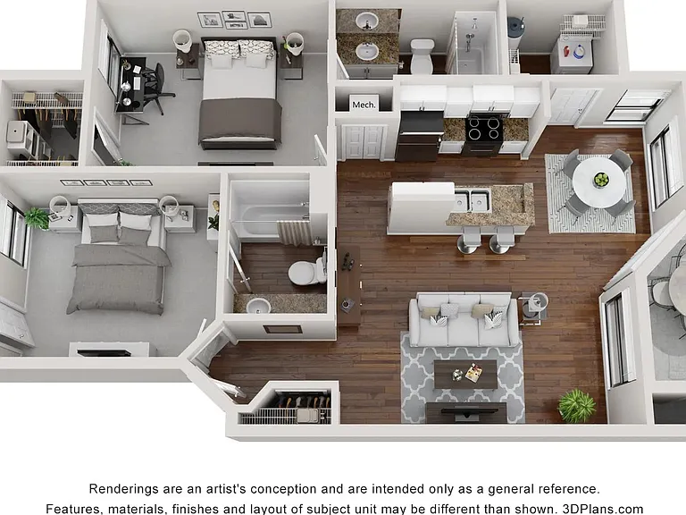 A 3D floor plan rendering of The Martinique Classic.