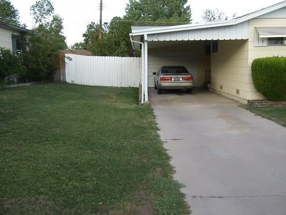 carport garage and side yard