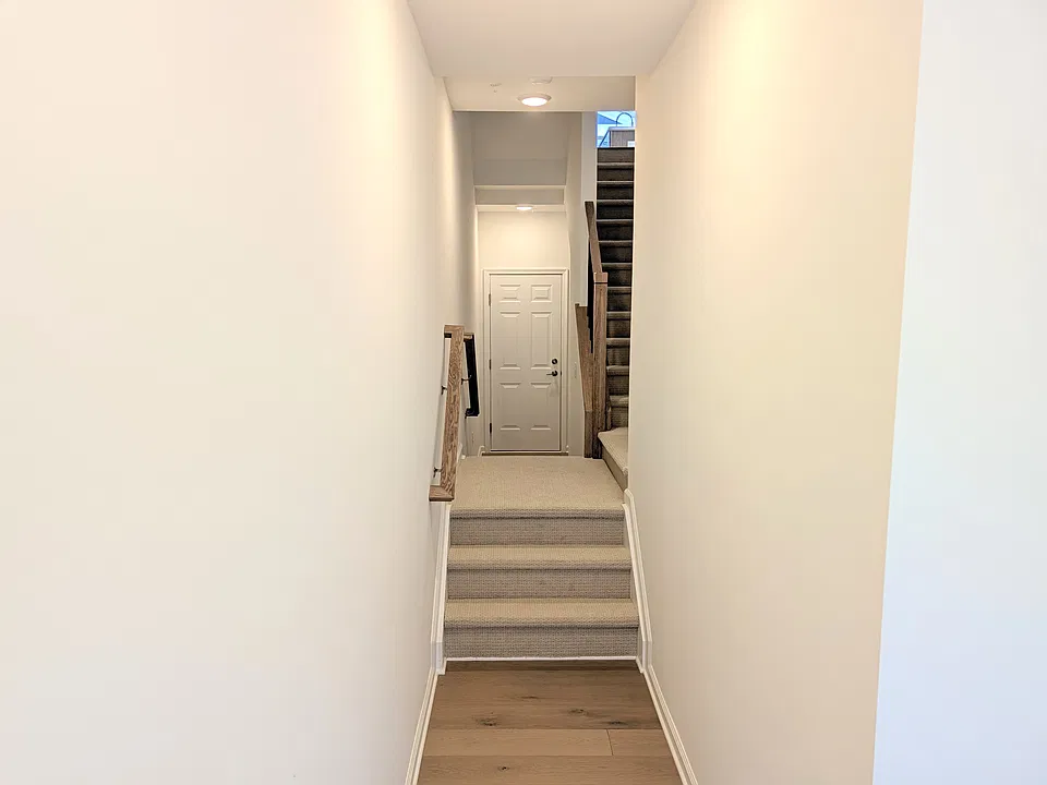 Entrance and door to garage