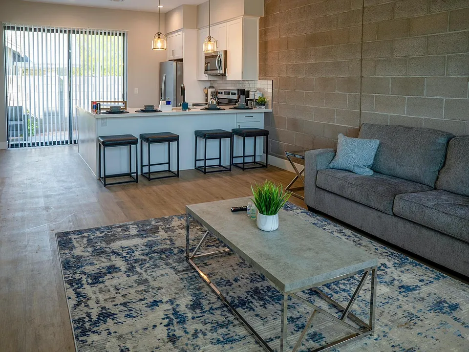 Kitchen and view using this space as a living room.
