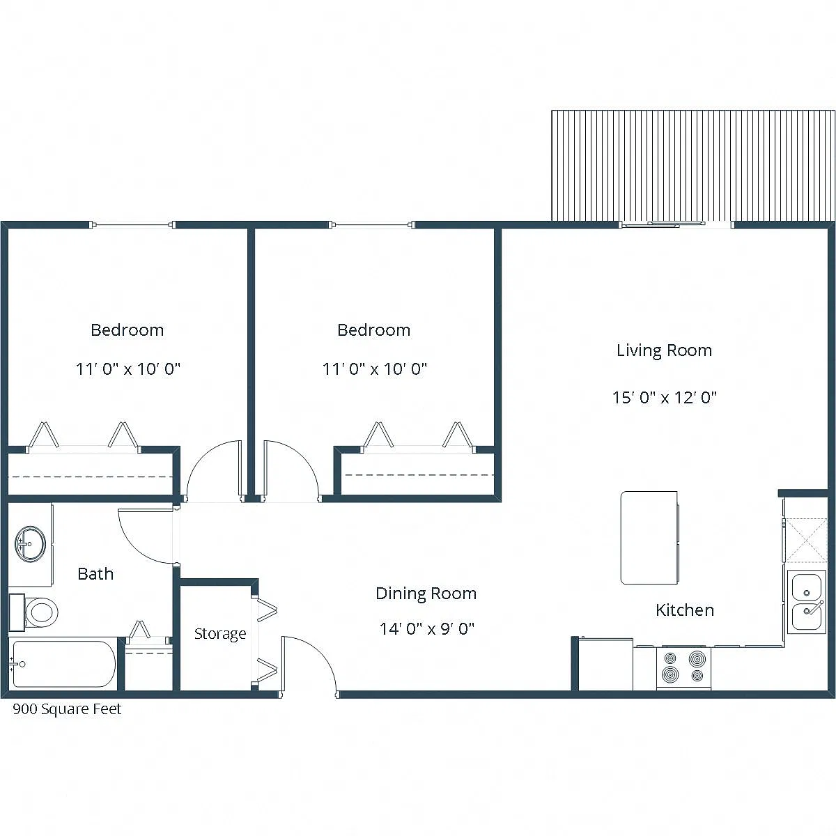 Floor plan Two Bedroom 21B