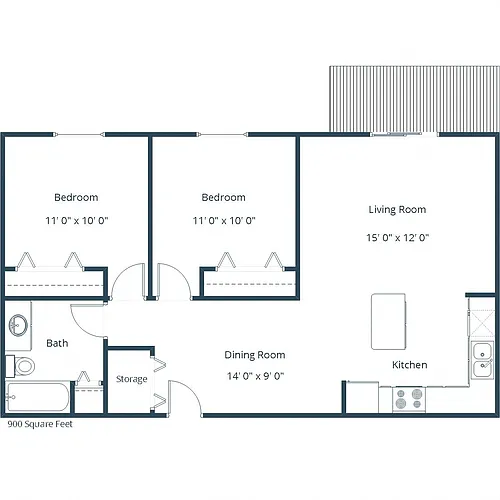 Floor plan Two Bedroom 21B