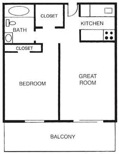 Floor plan 1B - 1 Bedroom