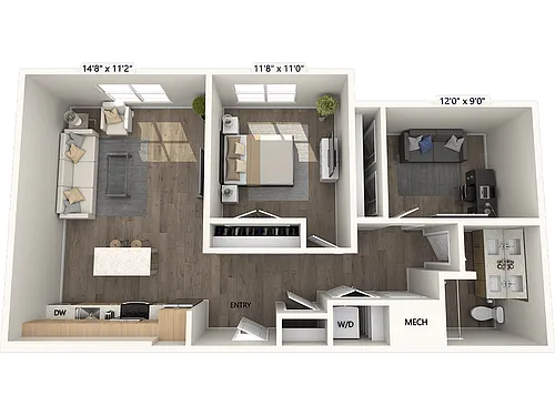 Floor plan A1D-895sf-FinishIII