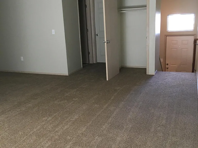 Living room, hall closet, main bathroom and master bedroom doors, window above to front entrance door