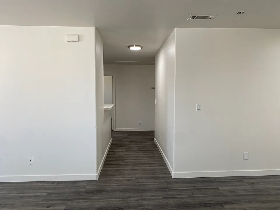 Living room hallway into the kitchen and bedrooms