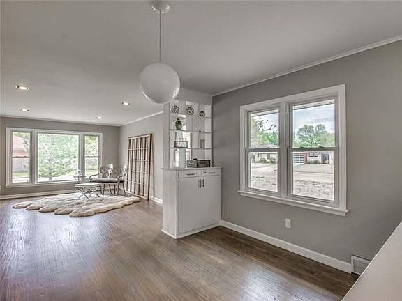 Looking from the kitchen into the living/dining area.