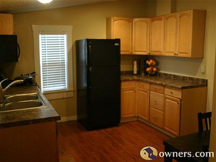 view of kitchen from back of it