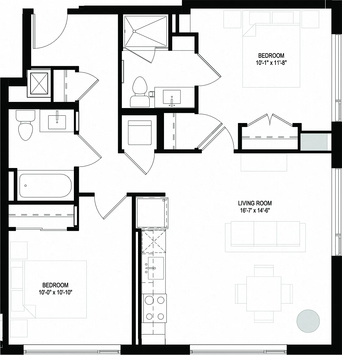 Floor plan Two Bedrooms/Two Bathrooms (C04)
