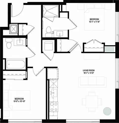 Floor plan Two Bedrooms/Two Bathrooms (C04)