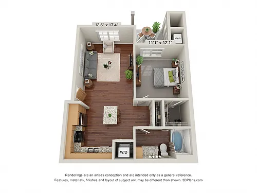 Floor plan One Bedroom - B