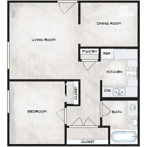 Floor plan 1 Bedroom 1 Bathroom