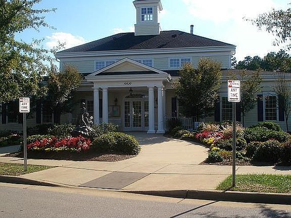 Clubhouse front view.  Walking distance from home