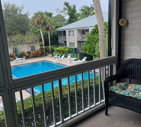View of pool from balcony