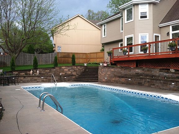 Stone staircase to pool