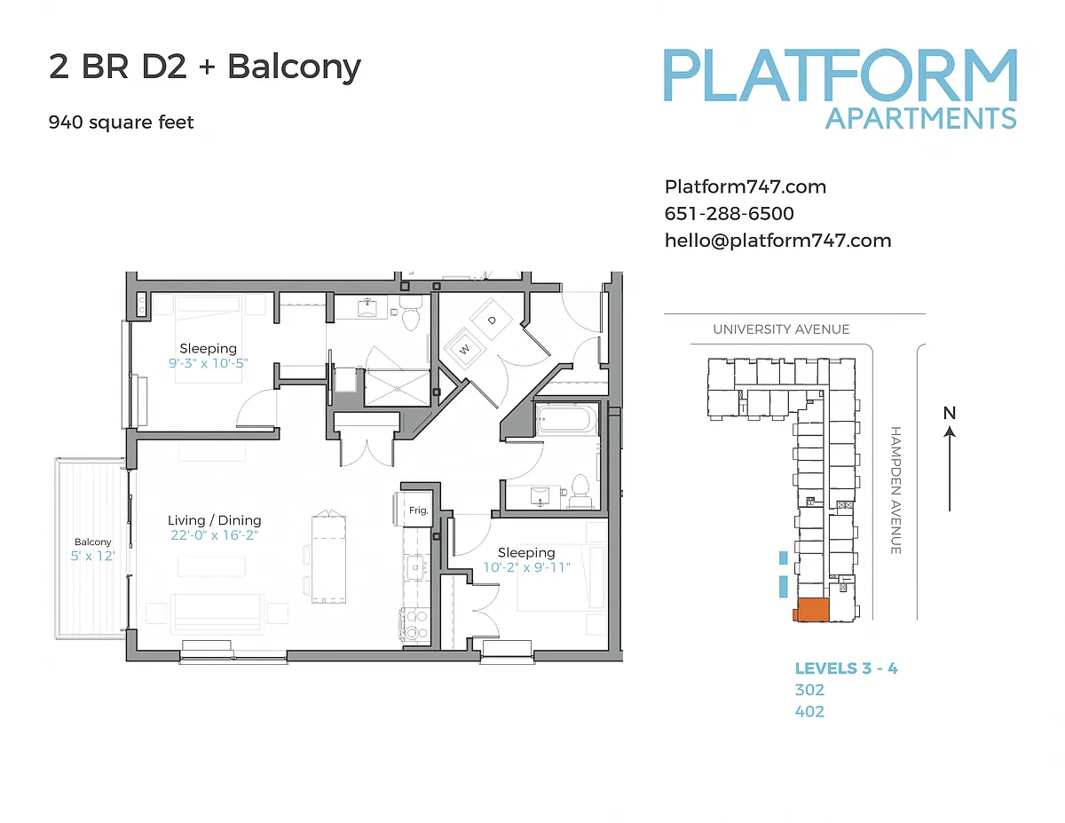 Floor plan Two Bedroom D2