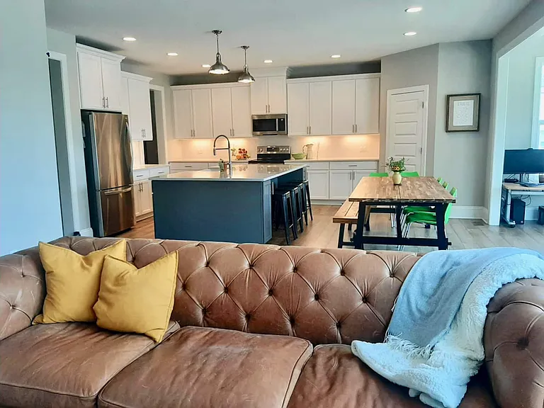 Kitchen and family room.